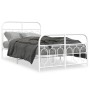 Metal bed frame with white headboard and footboard 120x190 cm by , Beds and slatted bases - Ref: Foro24-377181, Price: 118,23...