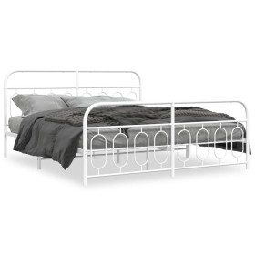 Metal bed frame with white headboard and footboard 180x200 cm by , Beds and slatted bases - Ref: Foro24-377188, Price: 130,29...