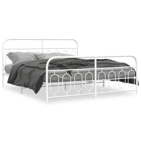 Metal bed frame with white headboard and footboard 180x200 cm by , Beds and slatted bases - Ref: Foro24-377188, Price: 128,24...