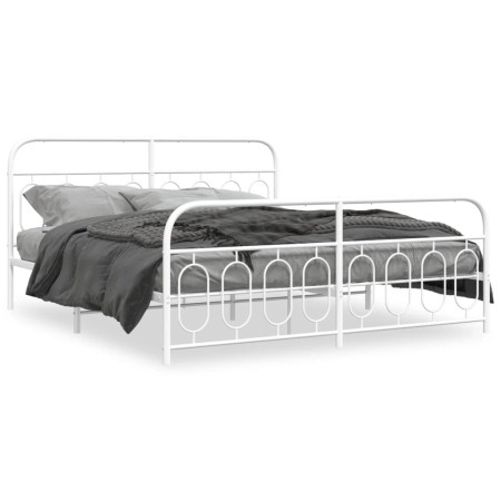 Estructura cama metal con cabecero y estribo blanco 180x200 cm de , Camas y somieres - Ref: Foro24-377188, Precio: 130,20 €, ...