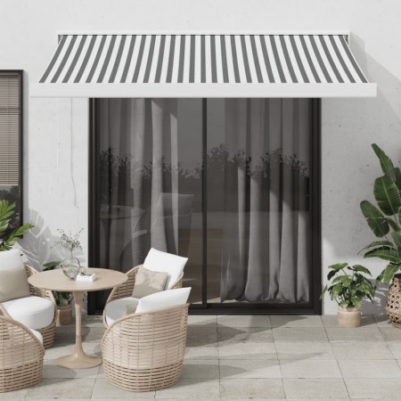 Toldo retráctil aluminio y tela gris antracita y blanco 3x2,5 m by , Awnings - Ref: Foro24-3216123, Price: 359,85 €, Discount: %