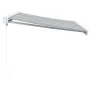 Ein ausziehbares Markisendach aus Aluminium und anthrazitgrauem und weißem Stoff, 3x2,5 m. von , Markisen - Ref: Foro24-32161...