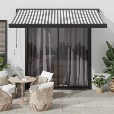 Toldo retráctil aluminio y tela gris antracita y blanco 3x2,5 m by , Awnings - Ref: Foro24-3216128, Price: 410,65 €, Discount: %
