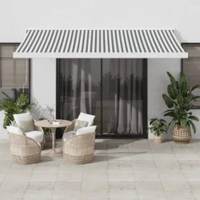 Toldo retráctil aluminio y tela gris antracita y blanco 4x3 m by , Awnings - Ref: Foro24-3216135, Price: 1,00 €, Discount: %