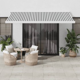 Toldo retráctil aluminio y tela gris antracita y blanco 4x3 m by , Awnings - Ref: Foro24-3216135, Price: 1,00 €, Discount: %