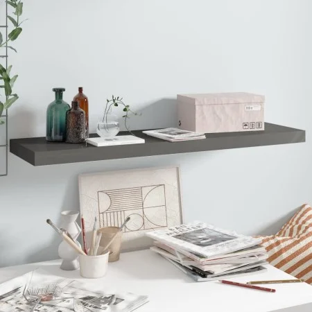 Gray glossy MDF floating wall shelf 90x23.5x3.8 cm by vidaXL, Shelves and shelves - Ref: Foro24-323796, Price: 23,90 €, Disco...