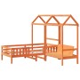 Bett- und Bank-Set mit braunem Kiefernholzdach 90x200 cm. von , Betten und Lattenroste - Ref: Foro24-3282176, Preis: 321,13 €...