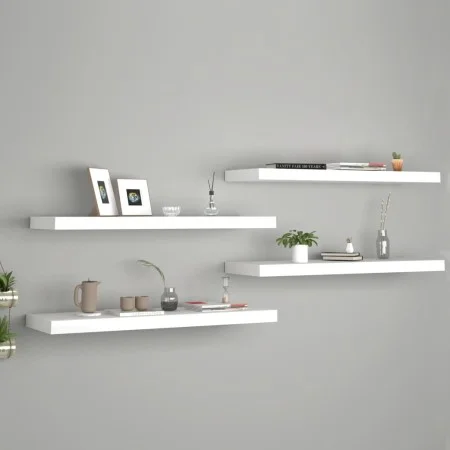 Floating wall shelves 4 pcs MDF white 80x23.5x3.8 cm by vidaXL, Shelves and shelves - Ref: Foro24-323816, Price: 70,95 €, Dis...