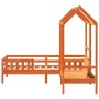 Bett- und Bank-Set mit braunem Kiefernholzdach 90x200 cm. von , Betten und Lattenroste - Ref: Foro24-3282176, Preis: 321,13 €...