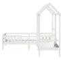 Bed set and bench with solid white pine roof 90x190 cm by , Beds and slatted bases - Ref: Foro24-3282181, Price: 349,15 €, Di...