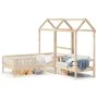 Solid pine wood bed set and bench with roof, 75x190 cm. by , Beds and slatted bases - Ref: Foro24-3282183, Price: 268,63 €, D...