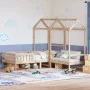 Solid pine wood bed set and bench with roof, 75x190 cm. by , Beds and slatted bases - Ref: Foro24-3282183, Price: 268,63 €, D...