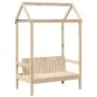 Solid pine wood bed set and bench with roof, 75x190 cm. by , Beds and slatted bases - Ref: Foro24-3282183, Price: 268,63 €, D...