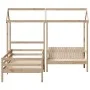 Solid pine wood bed set and bench with roof, 75x190 cm. by , Beds and slatted bases - Ref: Foro24-3282183, Price: 268,63 €, D...