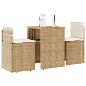 Gartenmöbel-Set 3-teilig aus synthetischem Rattan mit beigen Kissen von , Gartensets - Ref: Foro24-4003877, Preis: 203,53 €, ...