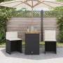 Kleiner Tisch und Stühle mit 3-teiligen schwarzen Kunststoff-Rattan-Kissen. von , Gartensets - Ref: Foro24-4003875, Preis: 19...