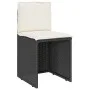 Kleiner Tisch und Stühle mit 3-teiligen schwarzen Kunststoff-Rattan-Kissen. von , Gartensets - Ref: Foro24-4003875, Preis: 20...