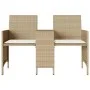 Sofá de jardín 2 plazas con mesa y taburetes ratán PE beige by , Outdoor sofas - Ref: Foro24-4003894, Price: 190,56 €, Discou...
