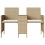 Sofá de jardín 2 plazas con mesa y taburetes ratán PE beige by , Outdoor sofas - Ref: Foro24-4003894, Price: 205,30 €, Discou...