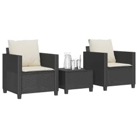 Mesita y sillas con cojines 3 piezas ratán sintético negro by , Garden sets - Ref: Foro24-4003896, Price: 229,26 €, Discount: %