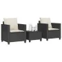 Mesita y sillas con cojines 3 piezas ratán sintético negro by , Garden sets - Ref: Foro24-4003896, Price: 229,26 €, Discount: %