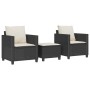 Mesita y sillas con cojines 3 piezas ratán sintético negro by , Garden sets - Ref: Foro24-4003896, Price: 228,97 €, Discount: %