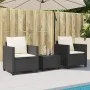 Mesita y sillas con cojines 3 piezas ratán sintético negro by , Garden sets - Ref: Foro24-4003896, Price: 229,26 €, Discount: %