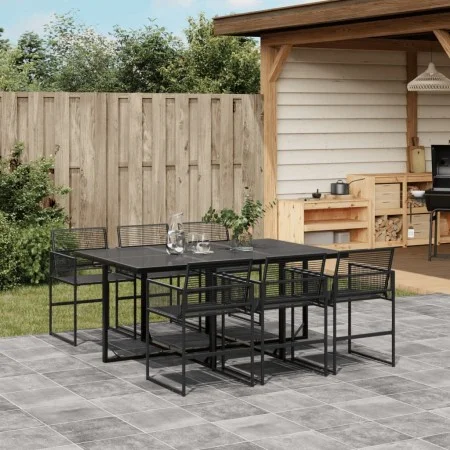 Juego de comedor de jardín 7 piezas ratán sintético negro by , Garden sets - Ref: Foro24-3295049, Price: 623,57 €, Discount: %