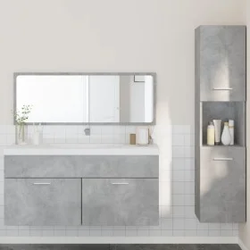 Set muebles de baño 2 piezas madera contrachapada gris hormigón de , Muebles de baño - Ref: Foro24-3308529, Precio: 144,10 €,...