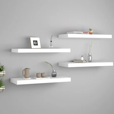 Floating wall shelf 4 units white MDF 60x23.5x3.8 cm by vidaXL, Shelves and shelves - Ref: Foro24-323813, Price: 50,97 €, Dis...