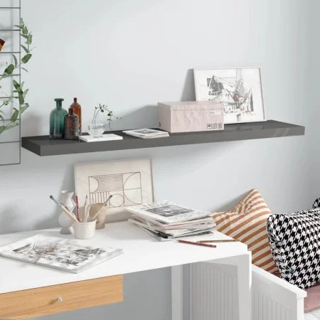 Glossy gray MDF floating wall shelf 120x23.5x3.8 cm by vidaXL, Shelves and shelves - Ref: Foro24-323799, Price: 28,97 €, Disc...