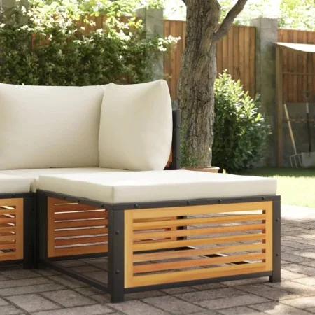 Gartenhocker mit Akazienholz-Kissen 68x68x30 cm. von , Modulare Sofas für den Außenbereich - Ref: Foro24-367647, Preis: 109,1...