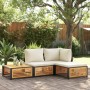 Taburete de jardín con cojín madera acacia 68x68x30 cm by , Modular outdoor sofas - Ref: Foro24-367647, Price: 111,08 €, Disc...