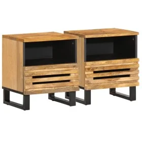 Mesitas de noche 2 uds madera maciza mango rugosa 40x34x46 cm by , Nightstands - Ref: Foro24-377467, Price: 101,81 €, Discoun...