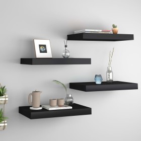 Estantes flotantes de pared 4 uds MDF negro 40x23x3,8 cm