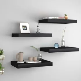 Floating wall shelves 4 pcs MDF black 40x23x3.8 cm by vidaXL, Shelves and shelves - Ref: Foro24-323828, Price: 49,76 €, Disco...