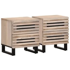 Mesitas de noche 2 uds madera de mango blanqueado 40x34x46 cm by , Nightstands - Ref: Foro24-377433, Price: 94,63 €, Discount: %