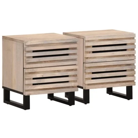 Mesitas de noche 2 uds madera de mango blanqueado 40x34x46 cm by , Nightstands - Ref: Foro24-377433, Price: 94,63 €, Discount: %