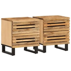 Mesitas de noche 2 uds madera maciza mango rugosa 40x34x46 cm by , Nightstands - Ref: Foro24-377427, Price: 127,91 €, Discoun...
