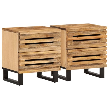 Nachttische 2 Stück Massivholz Mangoholz grob 40x34x46 cm von , Nachttische - Ref: Foro24-377427, Preis: 129,82 €, Rabatt: %