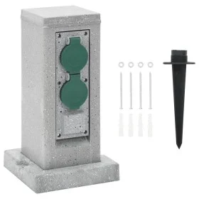 Outdoor plug with 4-way stake, gray stone appearance. by , wall sockets - Ref: Foro24-4010104, Price: 39,59 €, Discount: %