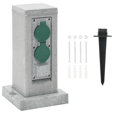 Outdoor plug with 4-way stake, gray stone appearance. by , wall sockets - Ref: Foro24-4010104, Price: 39,59 €, Discount: %