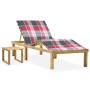 Tumbona de jardín con mesa y cojín de madera de pino impregnada by , Loungers - Ref: Foro24-3065877, Price: 145,24 €, Discoun...