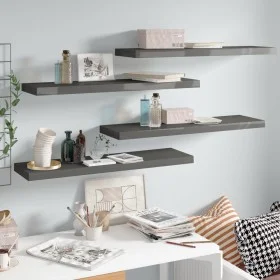 Estantes flotantes pared 4 uds MDF gris brillo 90x23,5x3,8 cm by vidaXL, Shelves and shelves - Ref: Foro24-323798, Price: 46,...