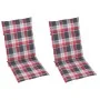 Garden chairs 2 units with red checkered cushions teak wood by , Garden chairs - Ref: Foro24-3062389, Price: 269,65 €, Discou...