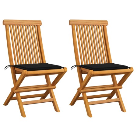Gartenstühle, 2 Stück, mit schwarzen Kissen aus Teakholz. von , Gartenstühle - Ref: Foro24-3062467, Preis: 157,26 €, Rabatt: %