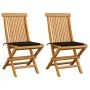 Sillas de jardín 2 unidades con cojines negros madera de teca de , Sillas de jardín - Ref: Foro24-3062467, Precio: 158,26 €, ...