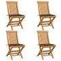 Garden chairs 4 units with taupe gray cushions teak wood by , Garden chairs - Ref: Foro24-3062576, Price: 259,53 €, Discount: %
