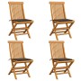 Gartensessel 4 Stück mit grauen Taupe-Kissen aus Teakholz von , Gartenstühle - Ref: Foro24-3062576, Preis: 254,63 €, Rabatt: %