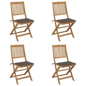 Folding garden chairs 4 units and solid acacia wood cushions by , Garden chairs - Ref: Foro24-3064679, Price: 218,21 €, Disco...